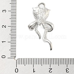 ラックメッキ合金ガラスペンダント  ちょう結びとハート  プラチナ  透明  31x16x7mm  穴：2.5mm&nbsp;FIND-Z054-01P-01