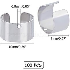304ステンレススチールカフイヤリング  ステンレス鋼色  10~11x7mm  穴：0.8mm  100個/箱&nbsp;STAS-UN0008-93P