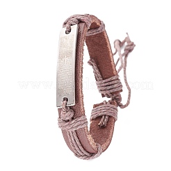 Bracciale in cordoncino di cuoio per uomo donna&nbsp;BJEW-C005-01B
