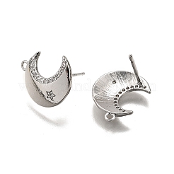 Латунные микро-паве прозрачные серьги-гвоздики из циркония&nbsp;LS-KK-G530-03P