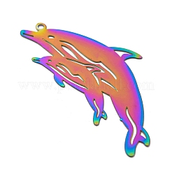 Pendentifs en métal gravé avec placage ionique (IP) 201 en acier inoxydable&nbsp;STAS-G328-02C-RC