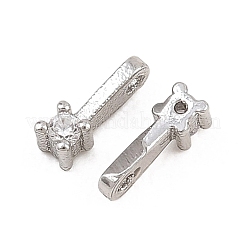 真鍮製マイクロパヴェキュービックジルコニアチャーム  プラチナ  6x2x2.5mm  穴：0.9mm&nbsp;KK-H538-19A-P