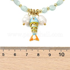 Colliers pour femmes composés d'un pendentif en laiton émaillé en forme de poisson&nbsp;NJEW-JN06357-03