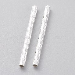 真鍮製チューブビーズ  長持ちメッキ  多面的なチューブ  925銀メッキ  25x2mm  穴：1.2mm&nbsp;KK-Y003-77A-S