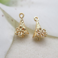 真鍮製カップペグベイル  花  片穴パーツ用  ゴールドカラー  10x6mm&nbsp;PW-WG63976-01