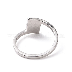 クリスタル ラインストーン スクエア フィンガー リング  女性用304ステンレスジュエリー  ステンレス鋼色  usサイズ7（17.3mm）&nbsp;RJEW-D120-14B-P