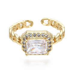 Латунные микро проложить манжеты кольца кубического циркония RJEW-Q161-003D-NF