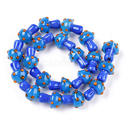 手作りランプワークビーズ  キノコ  ドジャーブルー  15~16.5x11.5~13mm  穴：2mm&nbsp;X1-LAMP-N024-09B