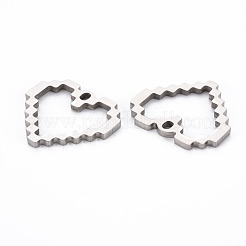 変色しない201ステンレススチールペンダント  ハート  ステンレス鋼色  21x23x1.5mm  穴：1.8x2.5mm&nbsp;STAS-N088-29P-NR