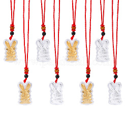 16 шт. 2-х цветный комплект из золотой фольги с подвеской в виде кролика и красными веревками NJEW-CA0001-08