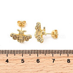 Серьги-гвоздики из латуни с микропаве из прозрачных кубических цирконий EJEW-A135-08G