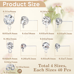 160 шт. 4 размера сплава кристалл горный хрусталь серьги-гвоздики фурнитура&nbsp;ALRI-SP0001-01P