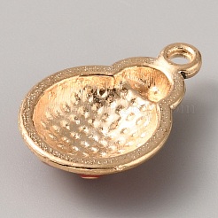 合金エナメルペンダントラインストーンセッティング  ライトゴールド  てんとう虫のチャーム  ファイヤーブリック  21x14x5mm  穴：1.6mm  0.9mmのラインストーンに適する&nbsp;ENAM-WH0050-08G-01