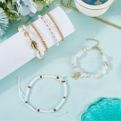 6шт. регулируемые браслеты из вощеного хлопкового шнура BJEW-SC0001-53