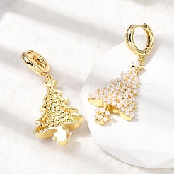 Рождественские латунные серьги-гвоздики EJEW-L306-05G