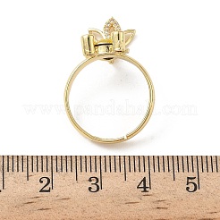 Регулируемые кольца для женщин с микропаве из латуни и кубическими цирконами&nbsp;RJEW-K307-01G-23