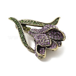 Броши из сплава тюльпанов со стразами для одежды рюкзака JEWB-M069-02AG-01