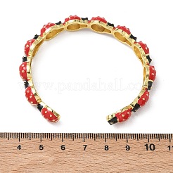 Armreifen mit Marienkäfermotiv aus Messing und Emaille für Damen&nbsp;BJEW-A171-01G