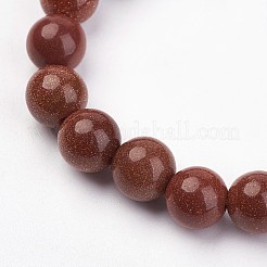 合成ゴールドストーンストレッチブレスレット  ラウンド  48mm（1-7/8インチ）  ビーズ：直径8mm。&nbsp;G-N0263-03