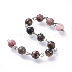 Catene fatte a mano con perle di rodonite naturale&nbsp;AJEW-JB00504-03