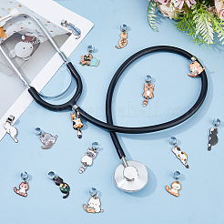 15 pendentif décoratif en forme de chat en alliage émaillé en forme de stéthoscope&nbsp;HJEW-DC00156