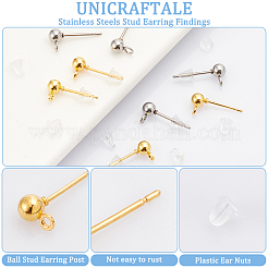 200 шт. 2 стиля фурнитуры для сережек-гвоздиков из железа и нержавеющей стали 304 FIND-UN0003-46