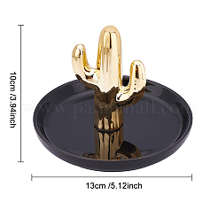 Porte-bague en porcelaine cactus&nbsp;DJEW-WH0011-29