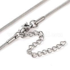 201ステンレススチール製ラウンドスネークチェーンネックレス（女性用）  ステンレス鋼色  17.80インチ（45.2cm）  1.5 mm幅&nbsp;NJEW-G140-06C-P-1