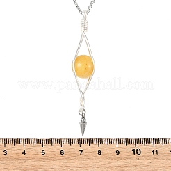 4 pieza de collar redondo con colgante cónico de labradorita natural de 4 colores&nbsp;NJEW-TA00261