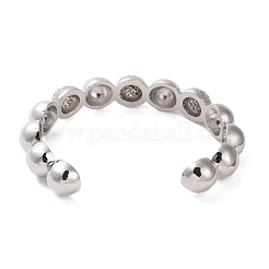 Браслет-манжета из латуни с микропаве и кубическим цирконием BJEW-K239-01P