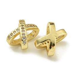 Буква x стойка покрытие латунь микропаве кубический цирконий европейские бусины KK-K386-15G-01