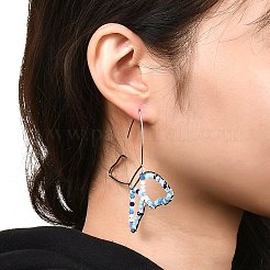 Boucles d'oreilles pendantes en perles de verre papillon pour fille femme&nbsp;EJEW-JE04658-01
