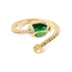 Messing Micro Pave Zirkonia Manschette offene Ringe&nbsp;RJEW-P186-02G