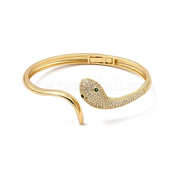 Зеленый кубический цирконий открытый браслет-манжета BJEW-P281-05G