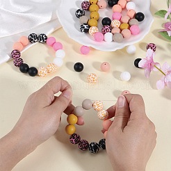 70шт 10 стиля печатные круглые силиконовые фокусные бусины SIL-SZ0002-37