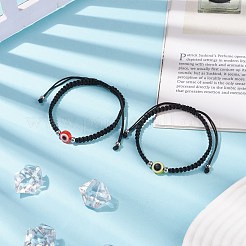 Плетеный браслет из бисера сглаз из смолы&nbsp;BJEW-JB08426-01