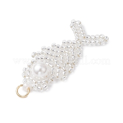 Подвески в виде рыбок из стеклянных бусин&nbsp;PALLOY-MZ00666-02