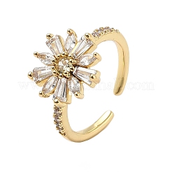 Кольца-манжеты из цветочной латуни с микропаве из кубического циркония для женщин RJEW-A069-01A-G