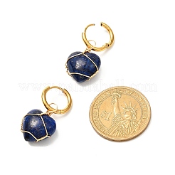 Серьги-кольца с подвесками в форме сердца из смешанных камней для девушек и женщин EJEW-JE04660