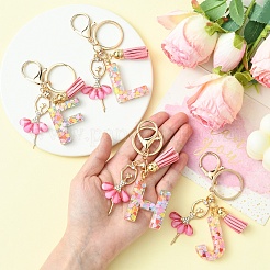 Буквы a~z прозрачные блестящие брелки из смолы с подвеской&nbsp;KEYC-FZ00024-18