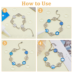 10 pz braccialetti con cabochon in acciaio inossidabile 304 a forma di fiore&nbsp;BJEW-DC00016