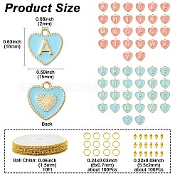 Наборы для самостоятельного изготовления подвесного украшения из эмалевого сплава в форме сердца с буквой a~z&nbsp;DIY-CJ0003-08