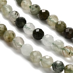 Нити бусин из натурального зеленого рутилированного кварца G-RM2025-A14-4mm