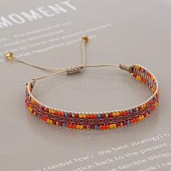 Регулируемые нейлоновые шнур плетеный браслеты из бисера BJEW-Z013-37