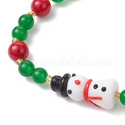 Браслеты из натурального окрашенного нефрита машан с бусинами BJEW-MZ00193