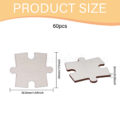 60 шт. незаконченный деревянный пазл&nbsp;DIY-GL0005-44