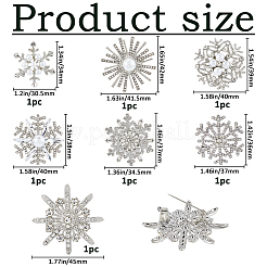 7 шт. 7 стиля снежинки сплава горный хрусталь значки на лацкан&nbsp;JEWB-FH0002-45