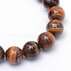 Круглый природных тигровый глаз шарик нити G-R345-4mm-25