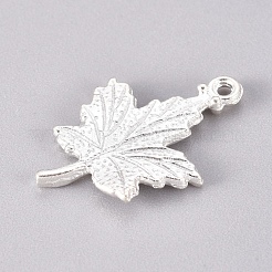 合金ペンダント  ジュエリー作りのための  カエデの葉  銀  23x15x2mm  穴：1.5mm&nbsp;PALLOY-TAC0010-19S