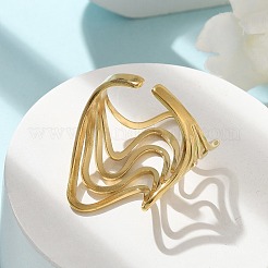 Ионное покрытие (ip) 304 нержавеющая сталь волнообразное открытое кольцо-манжета для женщин RJEW-M025-01G